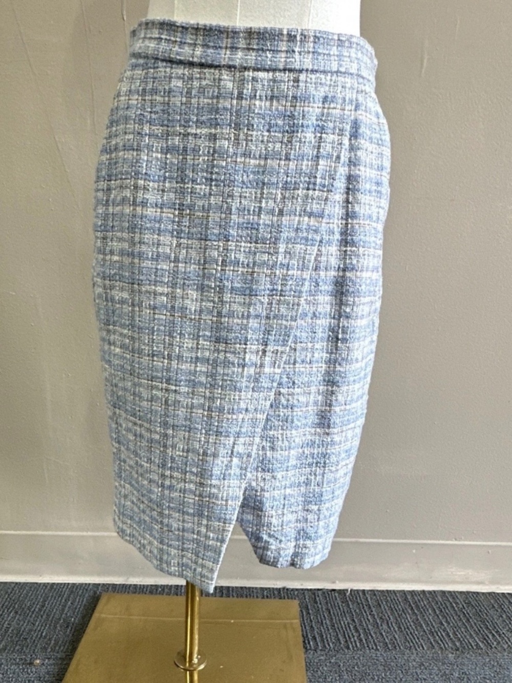 Banana Republic Women’s Skirt Size 2 Blue Cream Tweed Woven Textured Mini Skirt